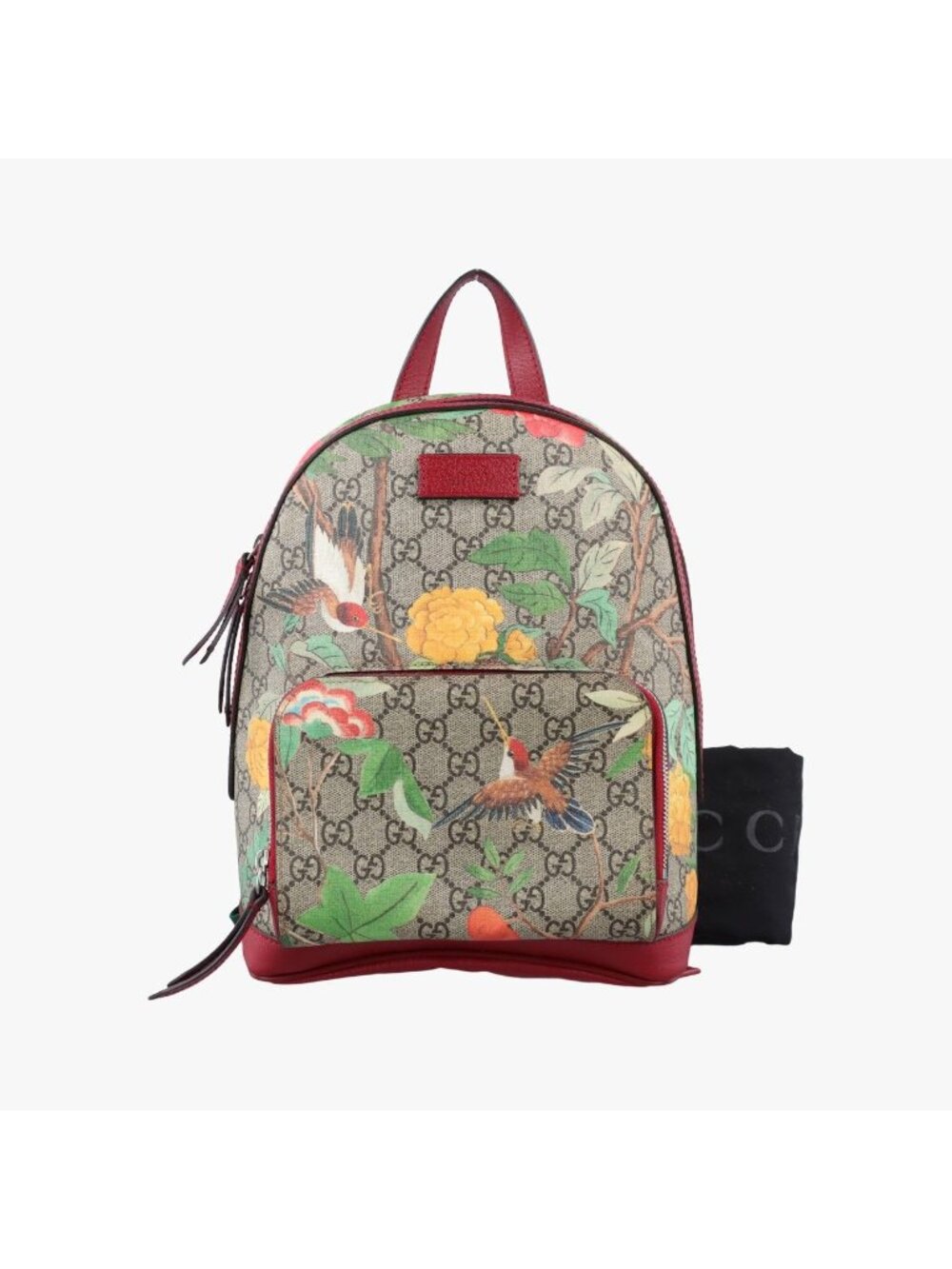 Gucci GG Supreme Tian Beige Red Multicolor Leather Backpack